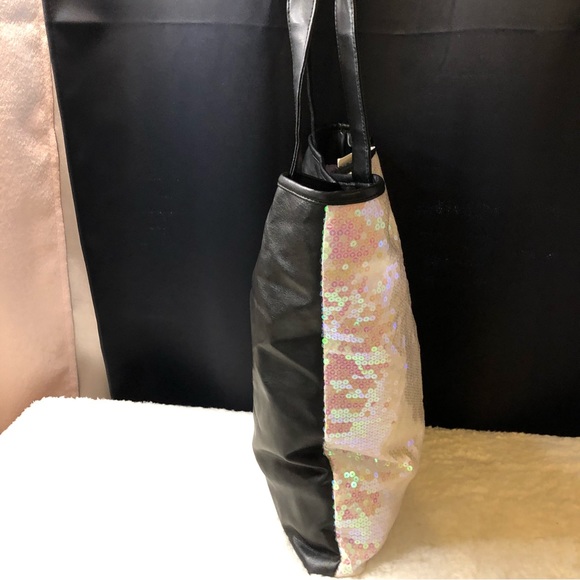 New Disney Mickey Mouse Ears White Sequin Tote Bag - Picture 4 of 7